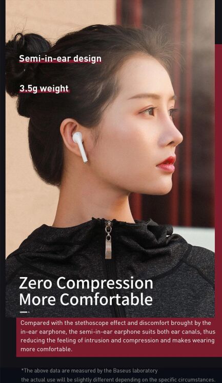 Бездротові навушники Baseus Encok True Wireless Earphones W04 (NGW04-02) - White: фото 14 з 24