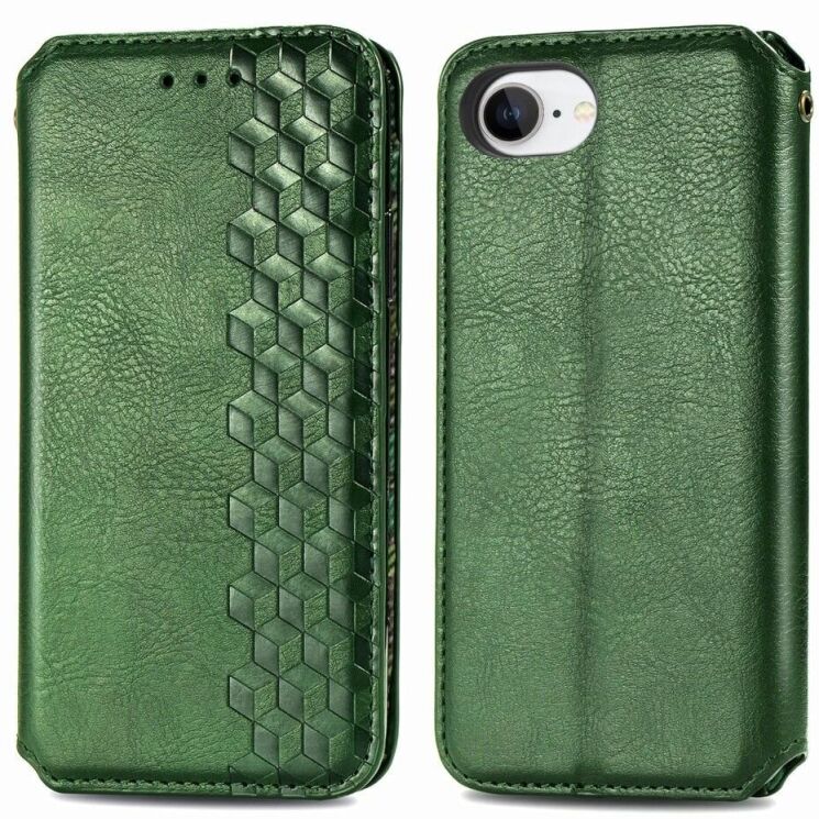 Чехол Deexe Rhombus Wallet для Apple iPhone 16e - Green: фото 1 из 10