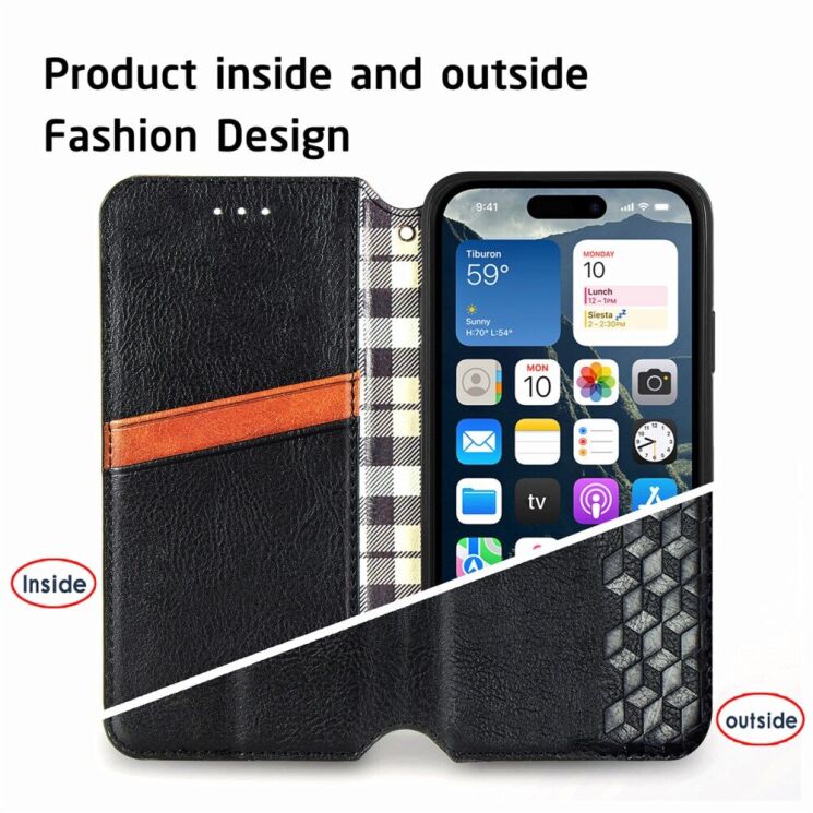 Чехол Deexe Rhombus Wallet для Apple iPhone 16e - Green: фото 8 из 10