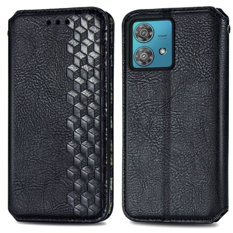 Чехол Deexe Rhombus Wallet для Motorola Edge 40 Neo - Black: фото 1 из 10