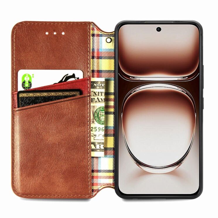 Чохол Deexe Rhombus Wallet для Motorola Edge 50 Neo - Brown: фото 2 з 10