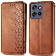 Чохол Deexe Rhombus Wallet для Motorola Edge 50 Neo - Brown (367131Z)