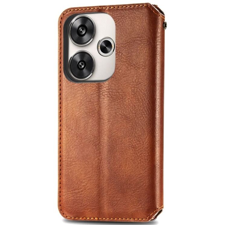 Чехол Deexe Rhombus Wallet для Xiaomi Poco F6 - Brown: фото 5 из 9