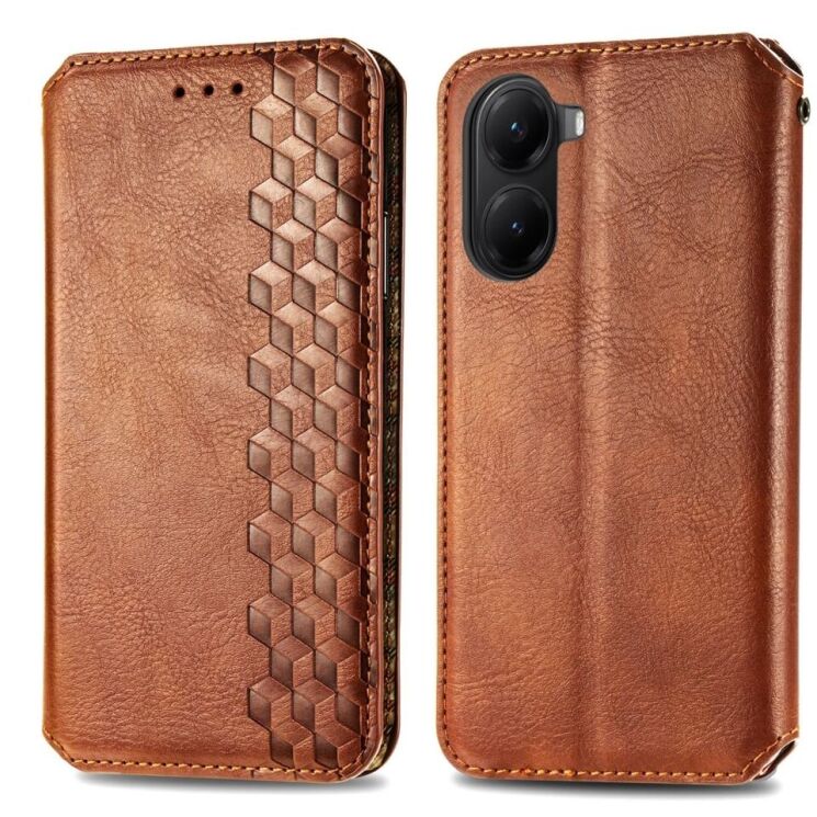 Чехол Deexe Rhombus Wallet для Xiaomi Poco X7 Pro - Brown: фото 2 из 10