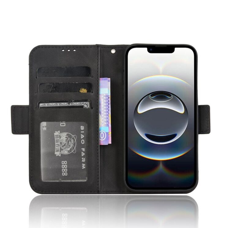 Чехол-книжка с кармашками Deexe Wallet Stand для iPhone 16e - Black: фото 3 из 7