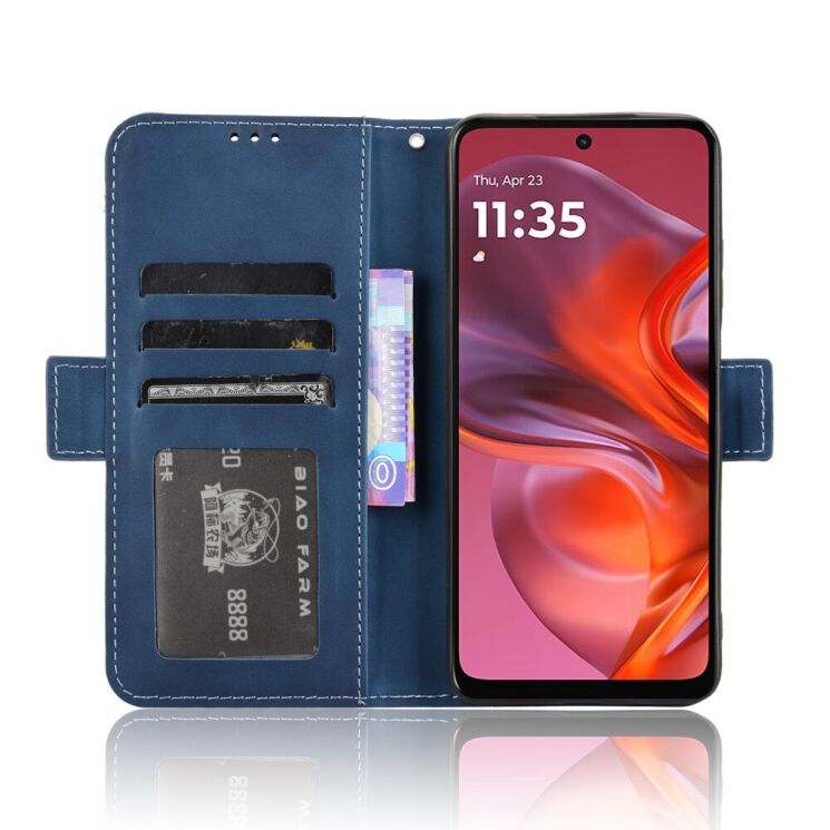 Чохол Deexe Wallet Stand для Motorola Moto G05 / Moto E15 - Blue: фото 3 з 7