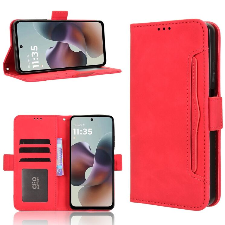 Чохол Deexe Wallet Stand для Motorola Moto G56 - Red: фото 8 з 14
