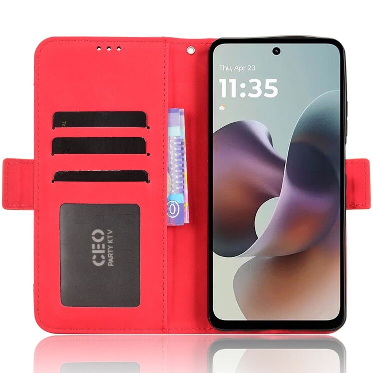 Чохол Deexe Wallet Stand для Motorola Moto G56 - Red: фото 5 з 14