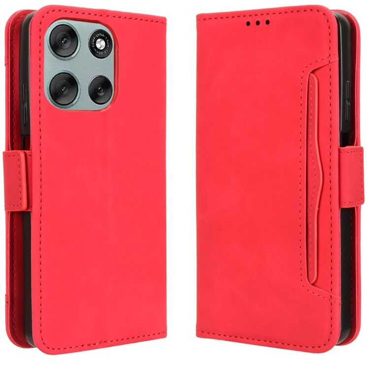 Чохол Deexe Wallet Stand для Motorola Moto G56 - Red: фото 1 з 14