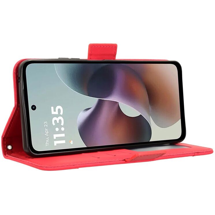 Чохол Deexe Wallet Stand для Motorola Moto G56 - Red: фото 6 з 14