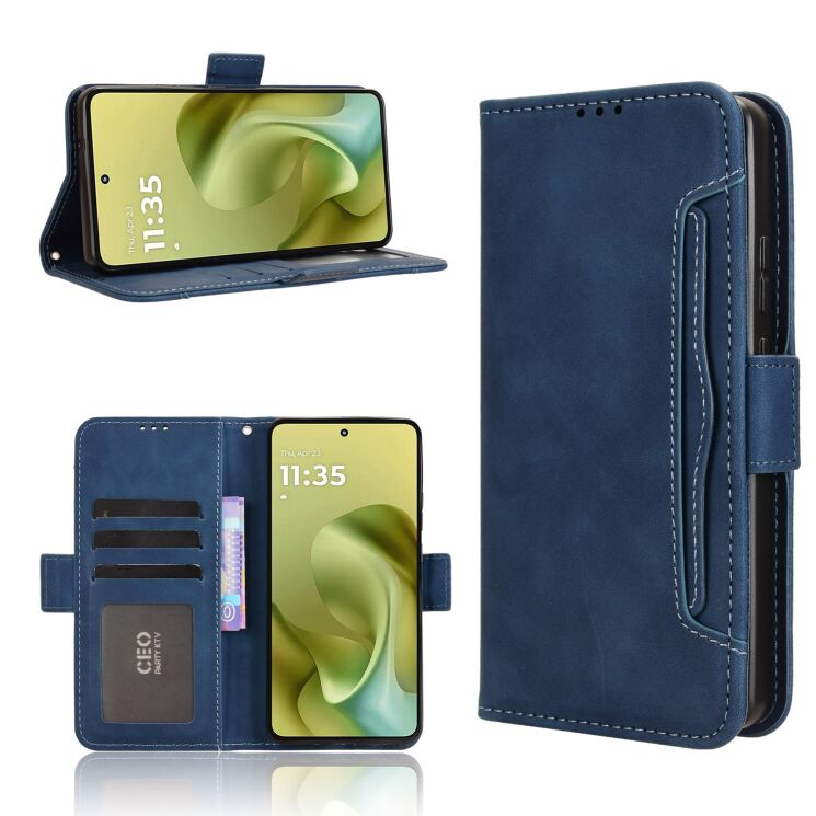 Чохол Deexe Wallet Stand для Motorola Moto G86 - Blue: фото 9 з 13