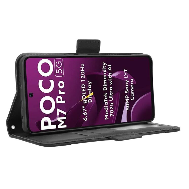 Чехол Deexe Wallet Stand для Xiaomi Poco M7 Pro - Black: фото 4 из 7