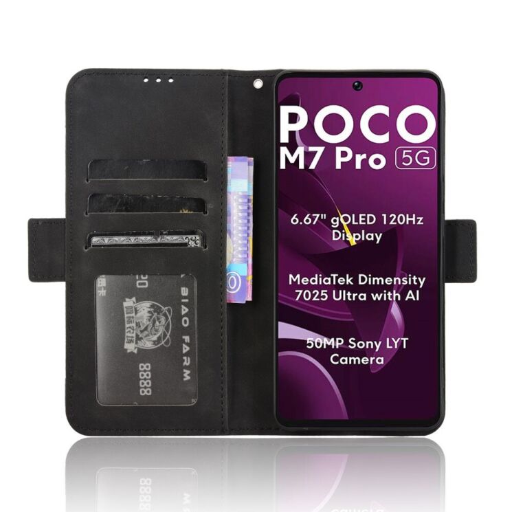 Чехол Deexe Wallet Stand для Xiaomi Poco M7 Pro - Black: фото 3 из 7