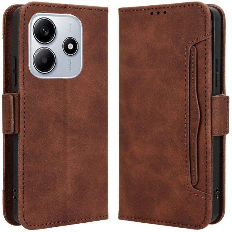 Чехол Deexe Wallet Stand для Xiaomi Redmi Note 14 5G - Brown: фото 1 из 7