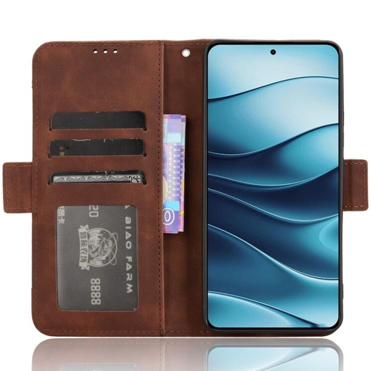 Чехол Deexe Wallet Stand для Xiaomi Redmi Note 14 5G - Brown: фото 6 из 7