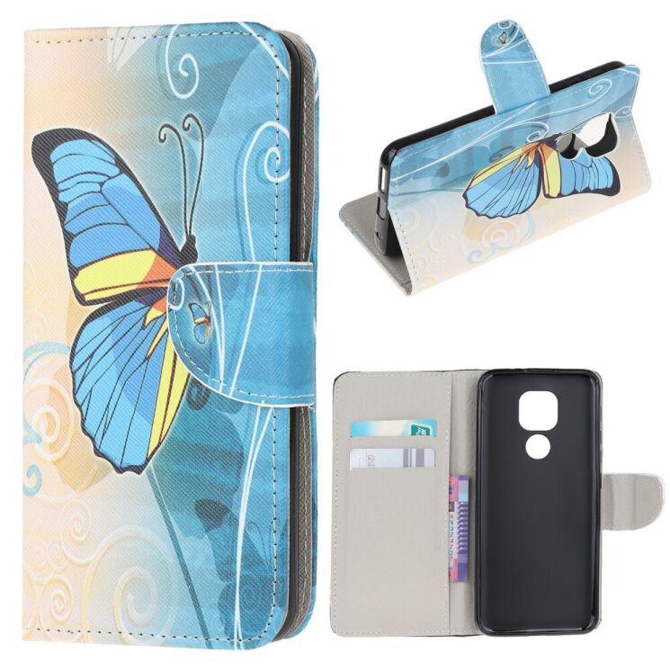 Чохол з малюнком Deexe Color Wallet для Motorola Moto E7 Plus / Moto G9 Play - Blue Butterfly: фото 1 з 6