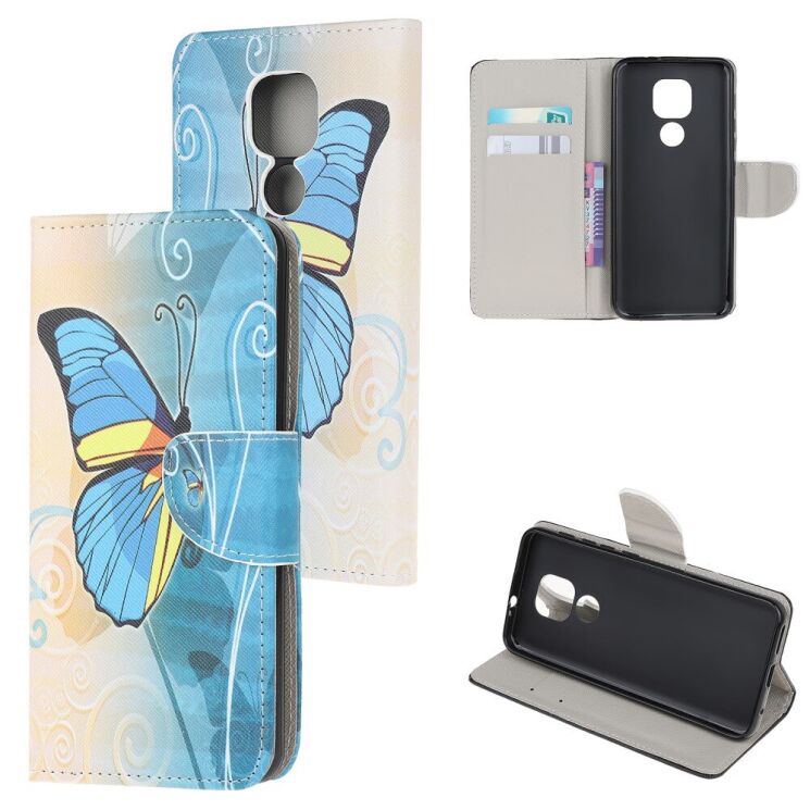 Чохол з малюнком Deexe Color Wallet для Motorola Moto E7 Plus / Moto G9 Play - Blue Butterfly: фото 6 з 6