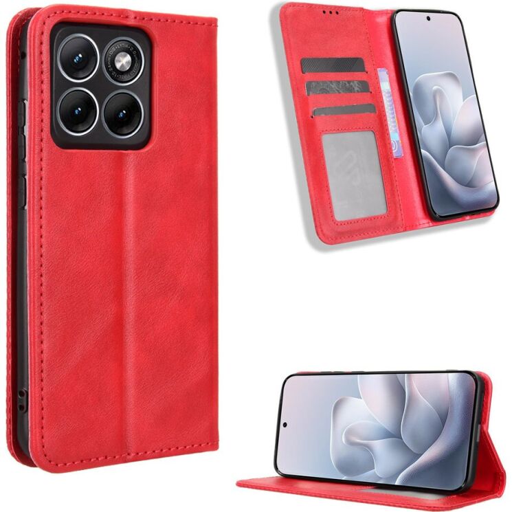 Чехол-книжка Deexe Retro Style для Motorola Edge 70 Fusion - Red: фото 1 из 18