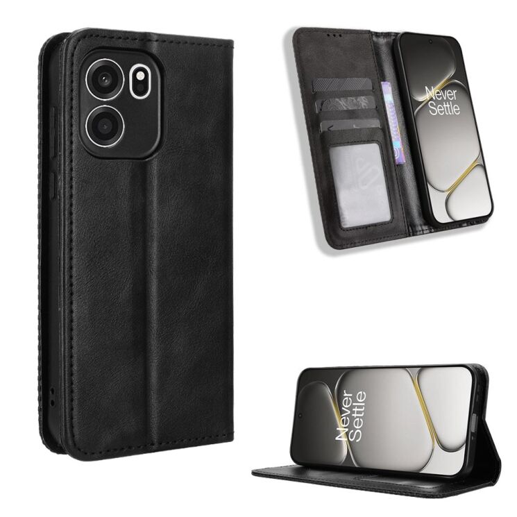 Чехол-книжка Deexe Retro Style для OnePlus Nord CE6 - Black: фото 2 из 18