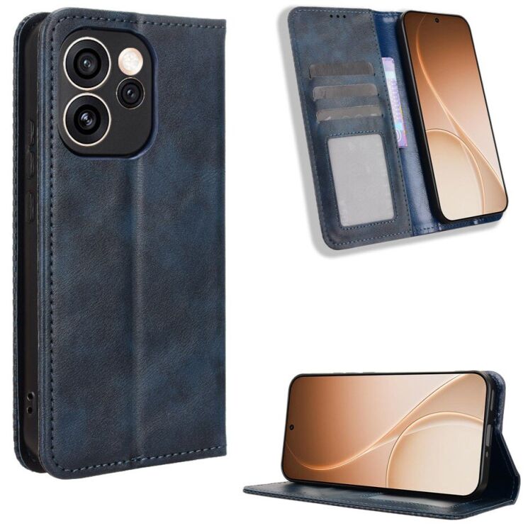 Чехол-книжка Deexe Retro Style для OPPO Reno 15 F/FS - Blue: фото 2 из 18