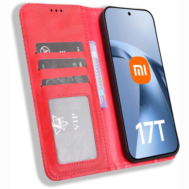 Чехол-книжка Deexe Retro Style для Xiaomi 17T - Red: фото 6 из 18
