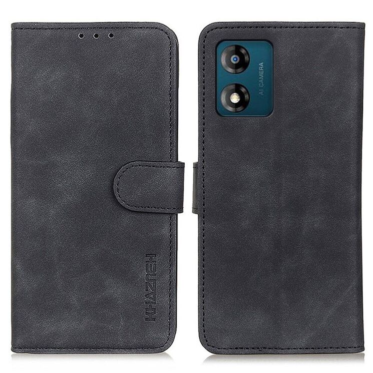 Чехол-книжка KHAZNEH Retro Wallet для Motorola Moto E13 - Black: фото 1 из 8