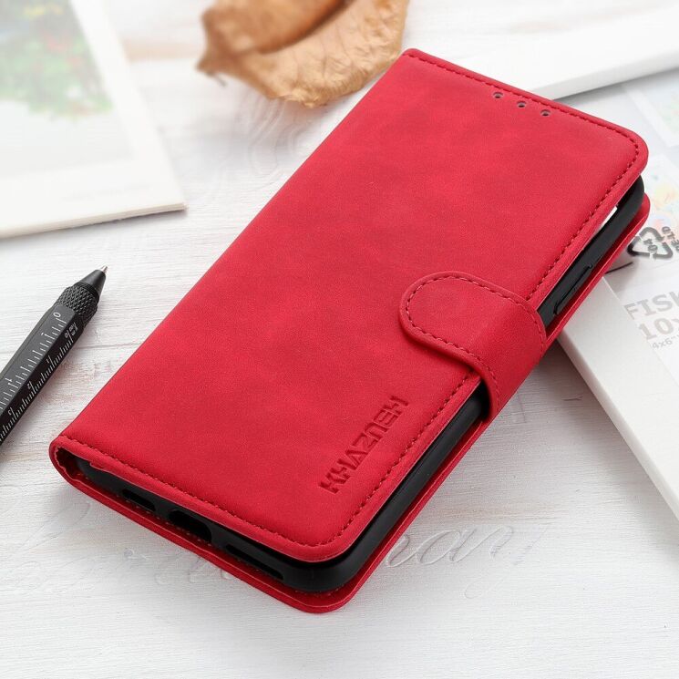 Чехол-книжка с застежкой KHAZNEH Retro Wallet для Realme C15 - Red: фото 10 из 11