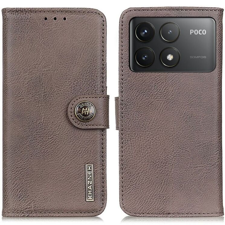 Чехол-книжка KHAZNEH Wallet Cover для Xiaomi Poco F6 Pro - Khaki: фото 1 из 9