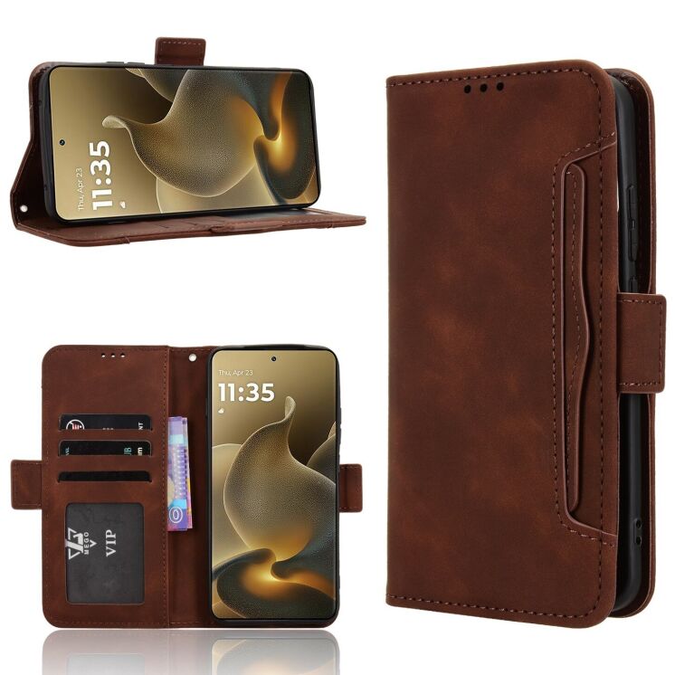 Чохол-книжка з кишеньками Deexe Wallet Stand для Motorola Edge 70 Pro - Brown (412003Z) Чохол-книжка з кишеньками Deexe Wallet Stand для Motorola Edge 70 Pro - Brown: фото 8 з 15