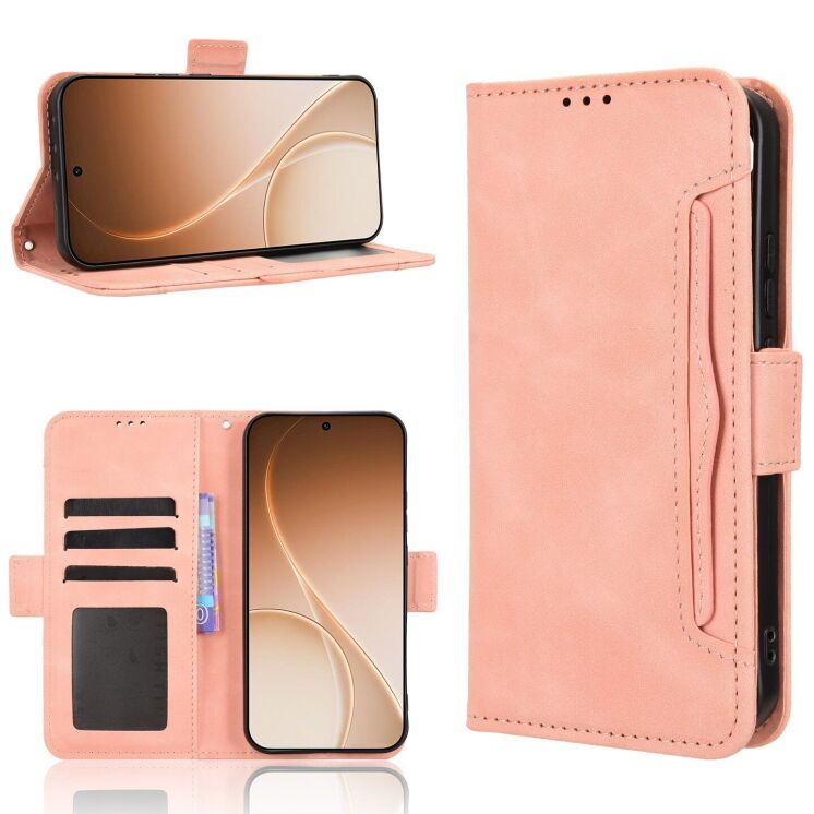 Чехол-книжка с карманами Deexe Wallet Stand для OPPO Reno 15 F/FS - Pink: фото 7 из 15