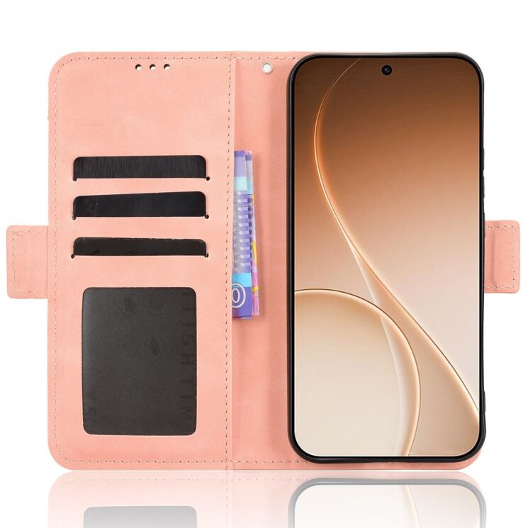 Чехол-книжка с карманами Deexe Wallet Stand для OPPO Reno 15 F/FS - Pink: фото 4 из 15