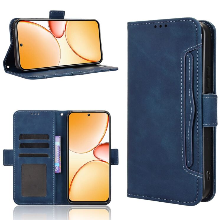 Чехол-книжка с карманами Deexe Wallet Stand для Realme C85 - Blue: фото 8 из 15