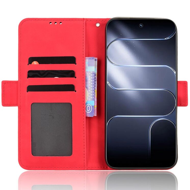 Чохол-книжка з кишеньками Deexe Wallet Stand для TECNO Spark 50 Pro - Red: фото 5 з 8