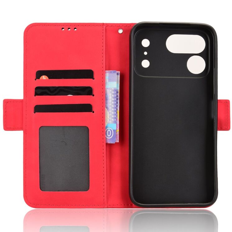 Чохол-книжка з кишеньками Deexe Wallet Stand для TECNO Spark 50 Pro - Red: фото 4 з 8