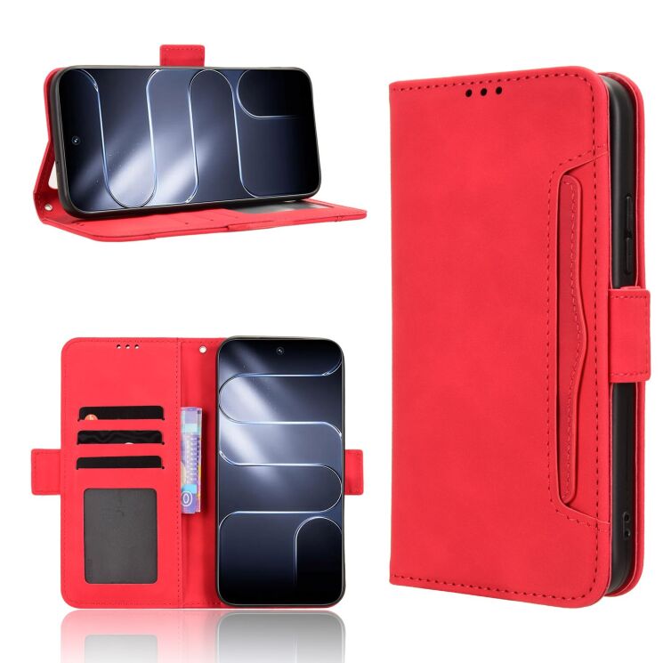 Чохол-книжка з кишеньками Deexe Wallet Stand для TECNO Spark 50 Pro - Red: фото 8 з 8