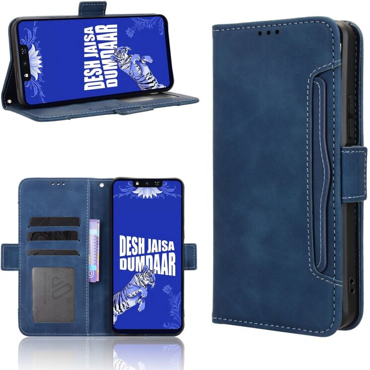 Чехол-книжка с карманами Deexe Wallet Stand для TECNO Spark Go 3 - Blue: фото 6 из 13