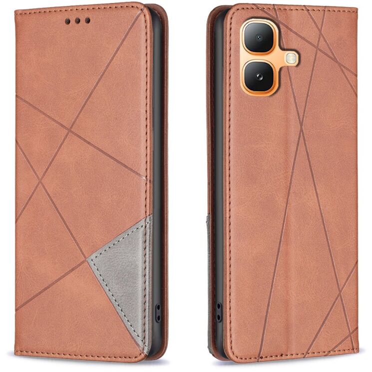 Чохол-книжка з кишеньками UniCase Geometric Pattern для Infinix Smart 20 - Brown: фото 1 з 10