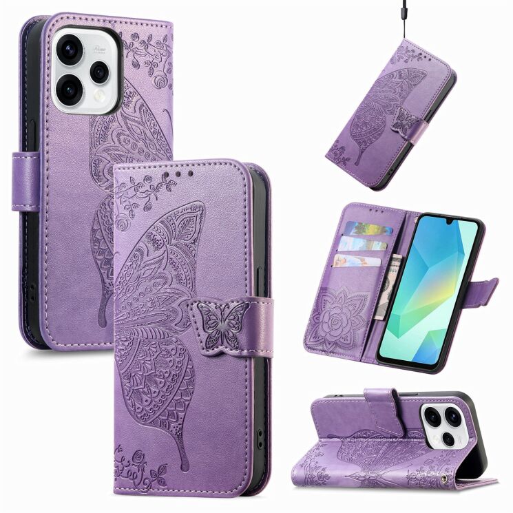 Чехол-книжка с рисунком UniCase Butterfly Pattern для OPPO Reno 15 - Light Purple: фото 4 из 9