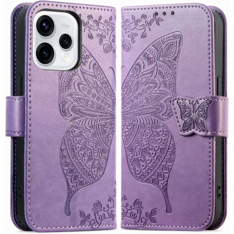 Чехол-книжка с рисунком UniCase Butterfly Pattern для OPPO Reno 15 - Light Purple: фото 1 из 9