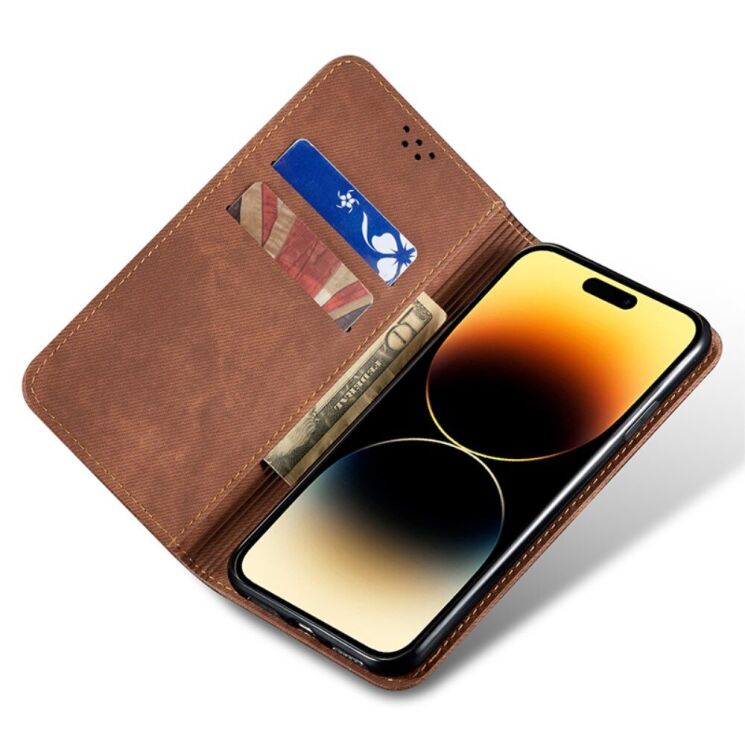 Чехол-книжка UniCase Jeans Wallet для Apple iPhone 15 Pro Max - Coffee: фото 2 из 7