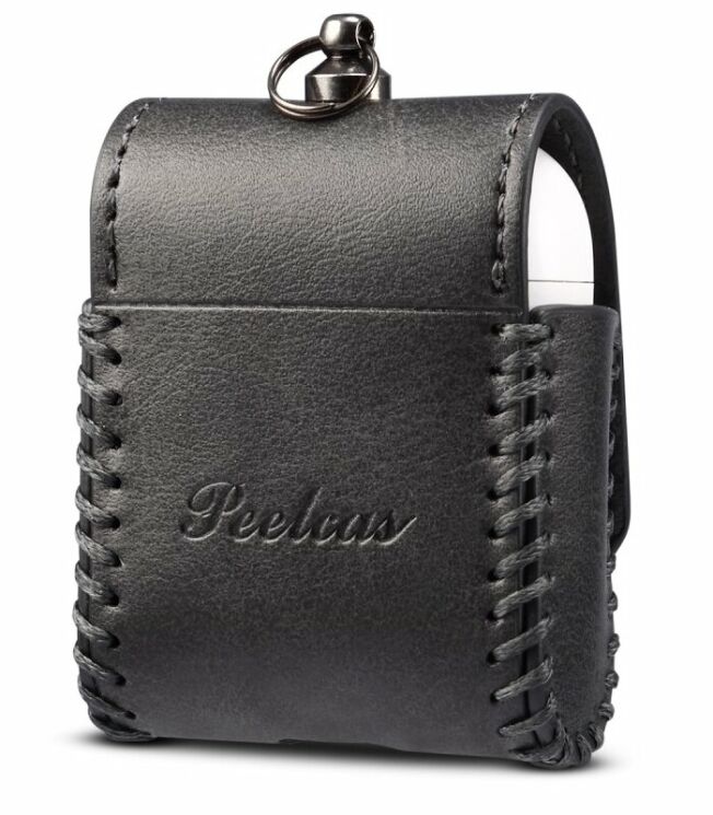 Чехол PEELCAS Leather Protective Case для Apple AirPods 1 / 2 / AirPods - Black: фото 2 из 7