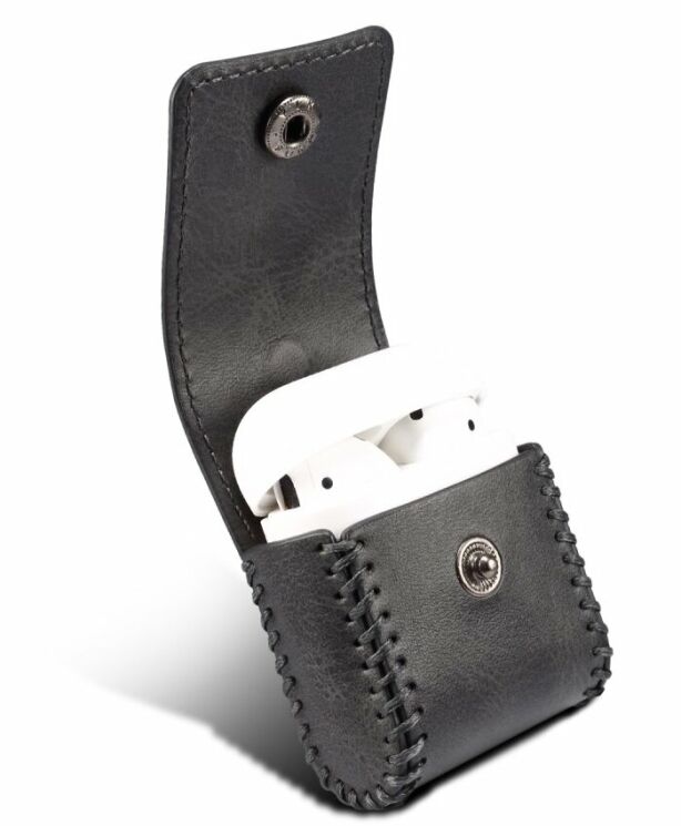 Чехол PEELCAS Leather Protective Case для Apple AirPods 1 / 2 / AirPods - Black: фото 3 из 7