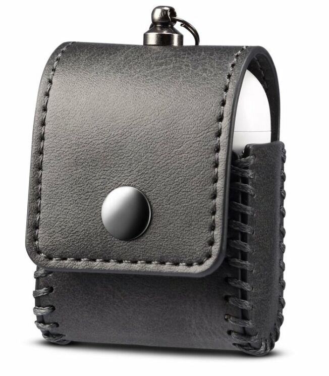 Чехол PEELCAS Leather Protective Case для Apple AirPods 1 / 2 / AirPods - Black: фото 1 из 7