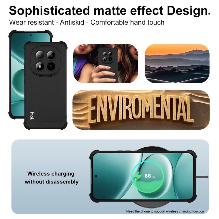 Чохол з посиленими кутами IMAK Airbag MAX Case для Xiaomi Redmi Note 15 Pro 5G - Matte Black: фото 5 з 7