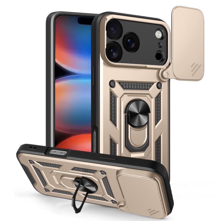 Чохол із захистом камери Deexe Armor Shield для iPhone 18 Pro Max / 17 Pro Max - Gold: фото 1 з 9