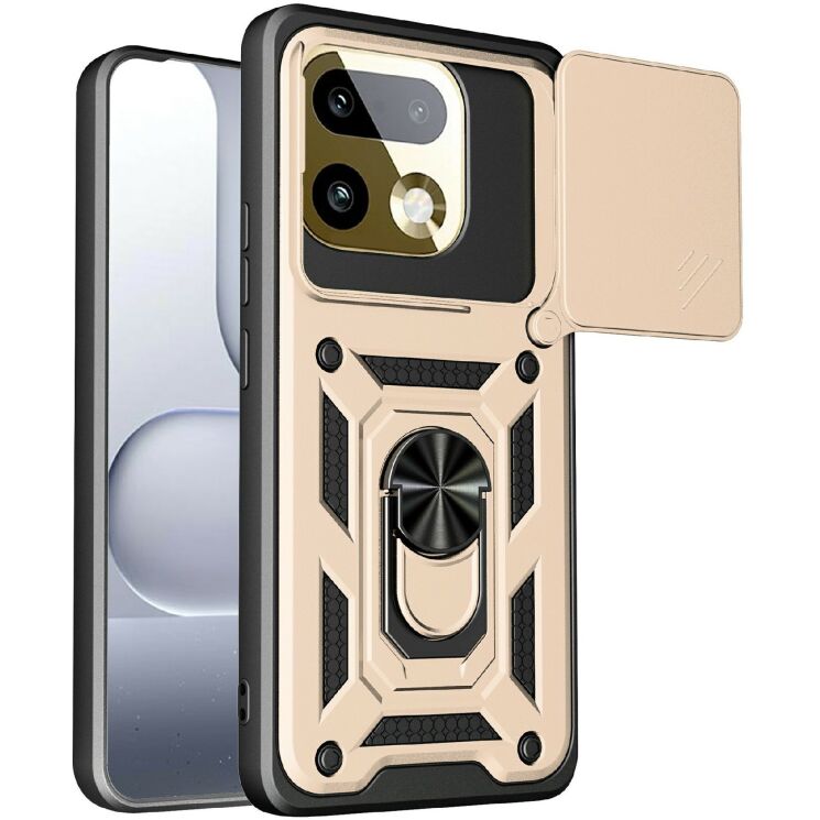 Чехол с защитой камеры Deexe Armor Shield для Realme 16 Pro Plus - Gold: фото 1 из 9