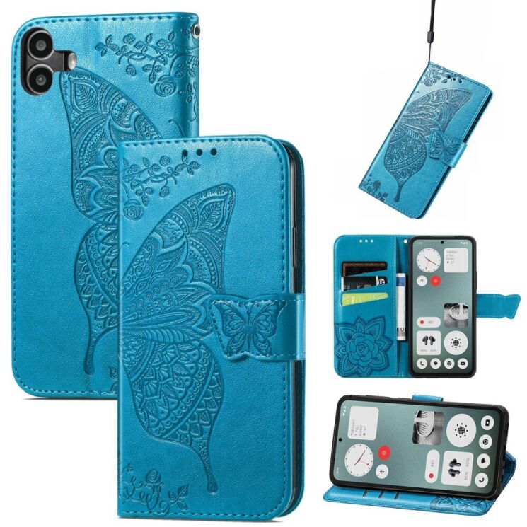 Чохол UniCase Butterfly Pattern для Nothing CMF Phone 1 - Blue: фото 4 з 9