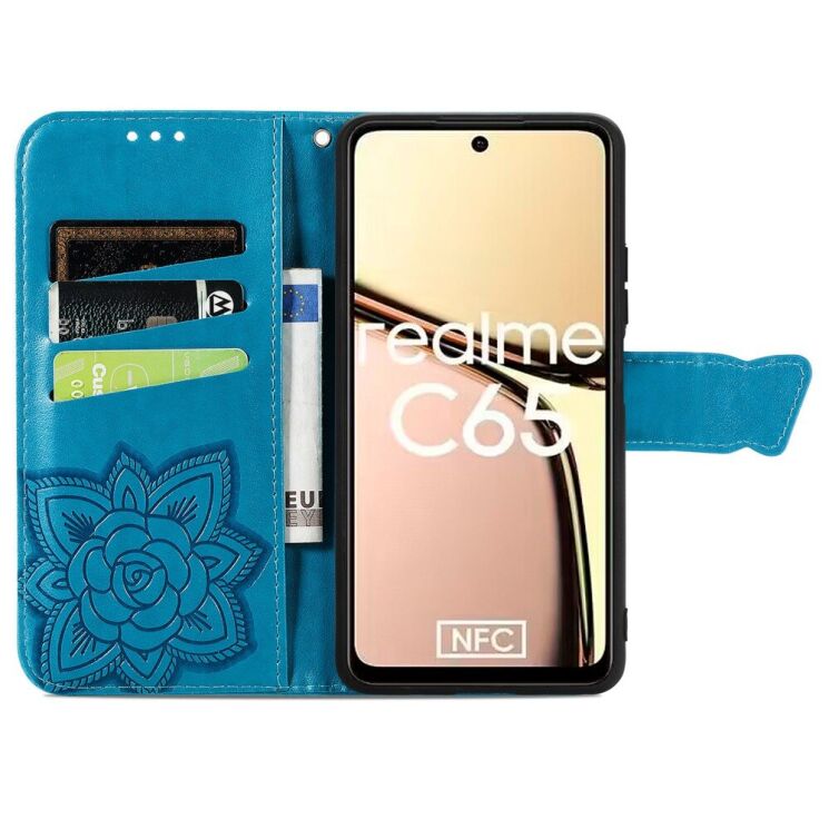 Чохол UniCase Butterfly Pattern для Realme C65 - Blue: фото 2 з 8