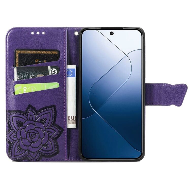 Чехол UniCase Butterfly Pattern для Xiaomi 14T Pro - Dark Purple: фото 2 из 10