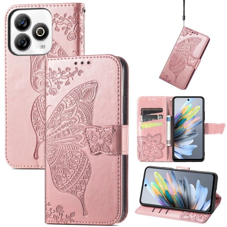 Чохол UniCase Butterfly Pattern для ZTE Blade A75 - Rose Gold: фото 4 з 6